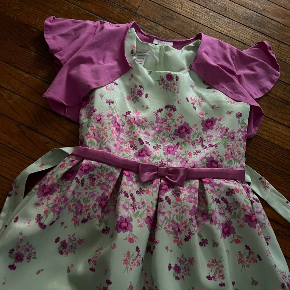 Bonnie Jean Girls Party/Holiday/Occasion Short Sleeve Cardigan & Dress Set Sz 16 - Picture 2 of 8